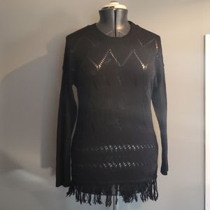 Crochet fringe sweater by Demanding size Medium